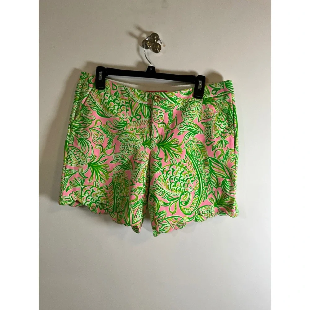 Lilly Pulitzer Buttercup Scallop Hem Shorts Pink Green Pineapple Paisley NWT